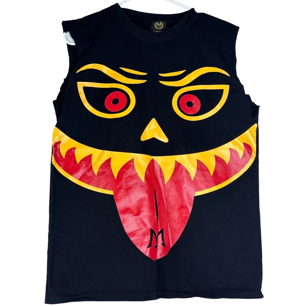 Mastermind Sleeveless Graphic T-Shirt Mens Medium Black Cut Off Streetwear